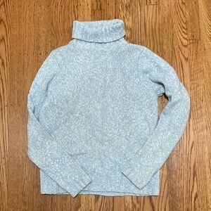 Blue Knit Cashmere Turtleneck Sweater